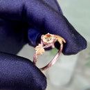 Personalized sterling silver natural citrine twig ring, carved tree branch maple leaf ring, rose gold engagement ring, wedding promise ring