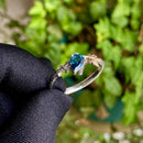 Natural London blue topaz branch silver ring, S925 sterling silver maple leaf wedding ring, gemstone custom ring, branch ring with stone