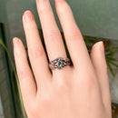 Sterling silver natural moss agate branch ring, maple leaf twig ring, engagement ring, solid 14k gold wedding ring, unique bridal ring