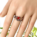 Sterling silver tourmaline tree branch ring, twig maple leaf wedding ring, stacking engagement ring, bridal ring set, twig ring with stone