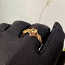 Personalized sterling silver natural citrine twig ring, carved tree branch maple leaf ring, rose gold engagement ring, wedding promise ring