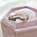 Unique forest branch maple leaf sterling silver ring, hand carved bark ring, vine leaf women's silver ring, anniversary ring, wedding ring