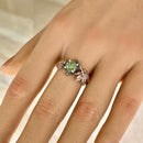 0.8 carat green moissanite tree branch ring, twig rustic rings, maple leaf ring, sterling silver engagement ring,  twig wedding ring