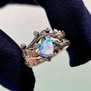 Maple Leaf Opal Wedding Ring: Sterling Silver Twig Band, Promise, Stackable, Forest art, Vintage, Unique, For women, Engagement gift, Bridal