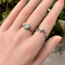 Maple Leaf Opal Wedding Ring: Sterling Silver Twig Band, Promise, Stackable, Forest art, Vintage, Unique, For women, Engagement gift, Bridal