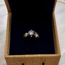 Sterling Silver Maple Leaf Moissanite Ring: Hand Carved Twig Band, Ring with stone, for women, engagement, wedding, April birthstone