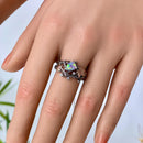 Maple Leaf Opal Wedding Ring: Sterling Silver Twig Band, Promise, Stackable, Forest art, Vintage, Unique, For women, Engagement gift, Bridal