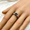 Hand-carved maple leaf branch natural London blue topaz silver ring, exquisite twig wedding ring with stone, forest twig ring, promise ring