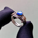 Aquamarine Sterling Silver Branch Ring: Hand Carved Maple Leaf Wedding Ring, Stacking, bridal, Engagement, Forest style, Unique, Vintage