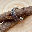 Engraved ring, Hand-carved tree pattern sterling silver S999 personality ring, unique bark ring, men's wedding ring, women vintage bark ring