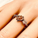 Nature tree branch ring, natural black gold super seven crystal ring, maple leaf wedding ring, sterling silver twig ring, engagement ring