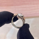 Engraved Sterling Silver Maple Leaf Moissanite Ring: Forest Twig Engagement ring, wedding band with stone, stackable,bridal gift