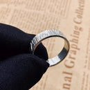 Hand-carved bark texture S999 silver ring, men's wedding ring, women's engagement ring, customizable ring width, engraved ring, couple rings