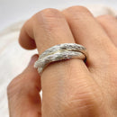 Natural moss agate branch couple silver rings, branch maple leaf wedding ring, woodland engagement ring bridal sets, rustic wedding rings