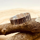 Engraved ring, Hand-carved tree pattern sterling silver S999 personality ring, unique bark ring, men's wedding ring, women vintage bark ring