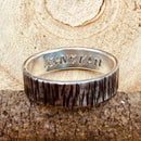 Engraved ring, Hand-carved tree pattern sterling silver S999 personality ring, unique bark ring, men's wedding ring, women vintage bark ring
