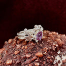 S925 sterling silver gemstone stacking ring, maple leaf silver ring, wedding stacking ring, unique engagement ring, leaf-patterned ring