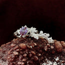 S925 sterling silver gemstone stacking ring, maple leaf silver ring, wedding stacking ring, unique engagement ring, leaf-patterned ring