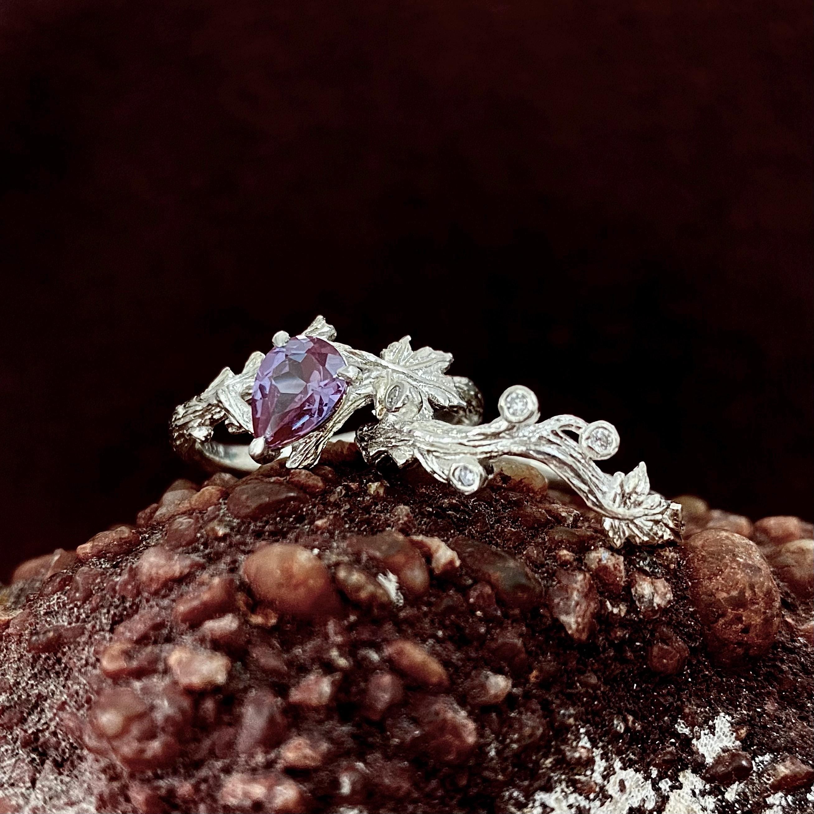 S925 sterling silver gemstone stacking ring, maple leaf silver ring, wedding stacking ring, unique engagement ring, leaf-patterned ring