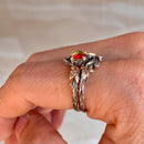 Sterling silver branch watermelon tourmaline maple leaf stacking ring, women's twig wedding ring, woodland ring, hand-carved tree pattern