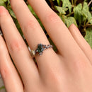 S925 Sterling Silver Natural Moss Agate Branch Ring, Ginkgo Leaf Wedding Ring, Hand-Carved Female Branch Engagement Ring with Gemstone