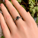S925 Sterling Silver Natural Moss Agate Branch Ring, Ginkgo Leaf Wedding Ring, Hand-Carved Female Branch Engagement Ring with Gemstone