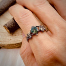 Sterling silver hand-carved branch ring, unique woodland maple leaf ring, natural moss agate wedding twig ring, anniversary ring