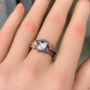 Unique moissanite branch silver ring, vintage engagement ring, personalized wedding branch ring, stacking ring, maple leaf ring