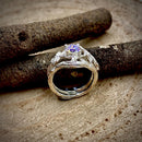 Sterling silver colored zircon maple leaf branch ring, stackable wedding twig ring, unique engagement ring set, custom gemstone