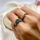Natural moss agate silver branch ring: Stacking band, hand-carved wedding, twig and maple leaf, Wedding, Engagement, Custom gemstone