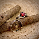 Sterling silver maple branch stacking wedding ring: padparadscha gemstone, hand-carved, custom stones, forests, woodlands