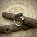Hand Carved Sterling Silver Moss Agate Ring: Maple Leaf Twig Design, Tree Branch Ring, Engagement Gift, Wedding bridal band, Vintage