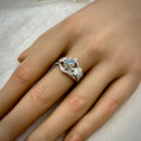 Sterling silver colored zircon maple leaf branch ring, stackable wedding twig ring, unique engagement ring set, custom gemstone